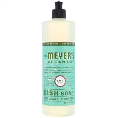Mrs. Meyers Clean Day, Жидкость для мытья посуды, аромат базилика, 16 жидк. унц. (473 мл)