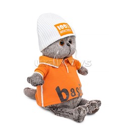 Кот Басик в поло и шапке "100% антистресс"