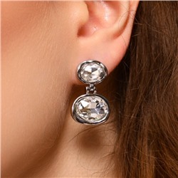 Серьги бижутерия с крупным камнем, вставка: фианиты, цвет: прозрачный, арт.101.267