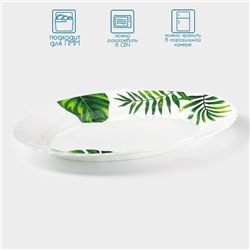 Блюдо сервировочное Avvir «Лист папоротника», овальное, 30×22 см, стеклокерамика, белое