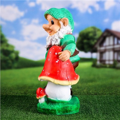Садовая фигура "Гном с грибом" 40х22х50см