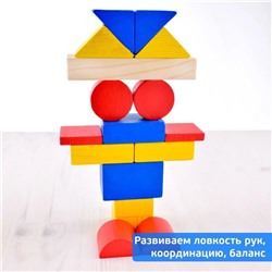 Конструктор деревянный «Цветной» 43 детали