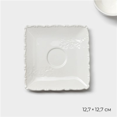 Кофейная пара Magistro Kingdom, кружка 120 мл, блюдце 12.7 см, фарфор, белая