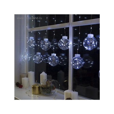 Гирлянда «Бахрома» 2.5×0.7 м роса с насадками «Шарики», IP20, серебристая нить, 150 LED, свечение белое, 12 В