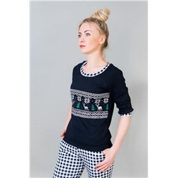 Женский домашний костюм с брюками 21 (Бело-синий)