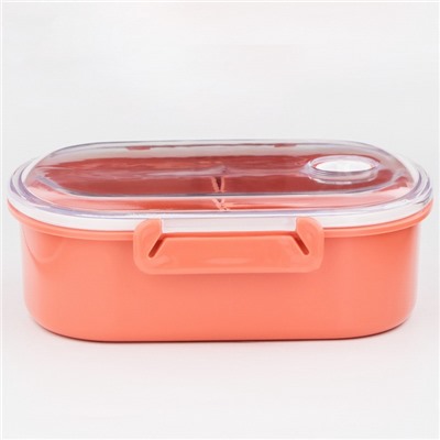 Ланч - бокс в школу, контейнер для еды «Эйлайт», 640 мл, с ложкой, 18.5×14×6.3 см, пластик, розовый