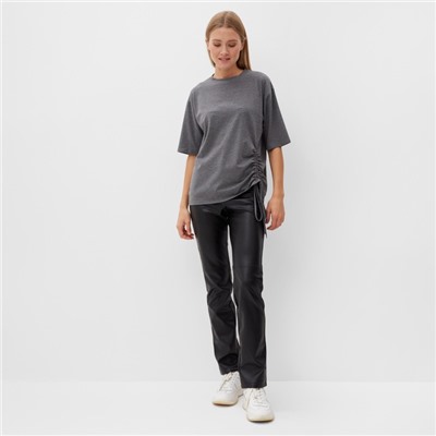 Футболка с кулиской женская MINAKU REGULAR FIT, серая, размер 42