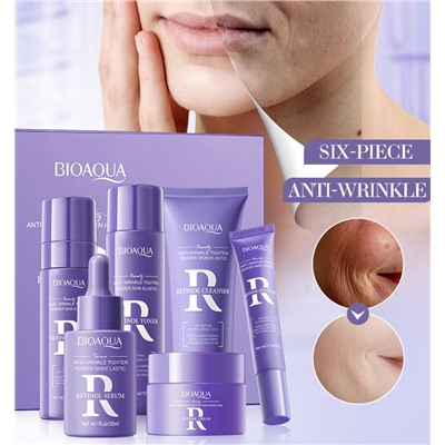 Набор для лица антивозрастной с ретинолом и гиалуроновой кислотой 6 средств в подарочной коробке BIOAQUA