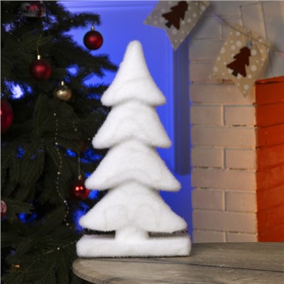 Светодиодная фигура «Ёлочка» 22×40×12 см, флок, батарейки ААх2 (не в комплекте), свечение тёплое белое