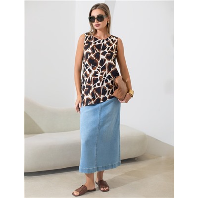 Юбка А-силуэта из эластичного денима