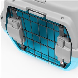 Переноска для животных «Неон», 48×32×29.5 см, вес до 12 кг, пластик, серая, голубая