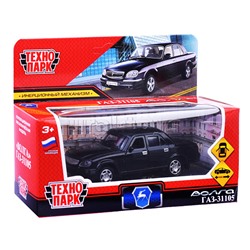 Машина металл ГАЗ -31105 «Волга» 12 см, (двери, багаж, черный)инерц, в коробке