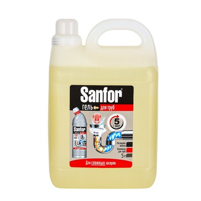 Чистящее средство для труб Sanfor, сложные засоры, 5 л