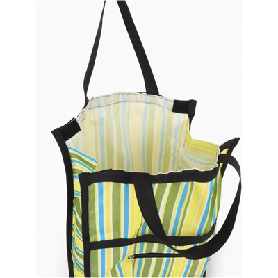 Сумка хозяйственная складная на липучке, 2 колеса, наружный карман, 32×13×52 см, зелёная