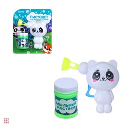 Пистолет для выдувания мыльных пузырей, "Зверята", 40 мл, мыльный р-р, 17х4х15 см, 3 дизайна