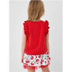 Комплект трикотажный для девочек: джемпер (футболка без рукавов), юбка-шорты