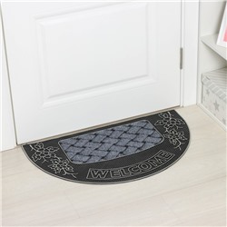Коврик придверный Доляна «Welcome», полукруглый, 45×75 см, серебряный