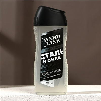 Подарочный набор косметики «Сталь и сила», гель для душа 250 мл и мочалка для тела, HARD LINE