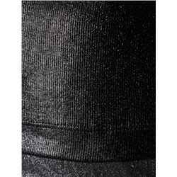 Топ с закрытым декольте из хлопка с эластаном в рубчик с матовым покрытием металлик