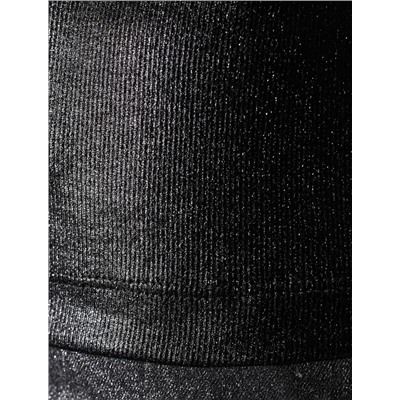 Топ с закрытым декольте из хлопка с эластаном в рубчик с матовым покрытием металлик