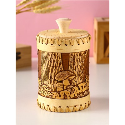 Туес шитый «Осень», банка для хранения, береста