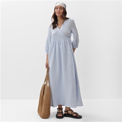Платье на запах миди женское MIST Summer time, размер 40-42, голубое