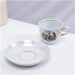 Сервиз чайный Добрушский завод «Мадонна», 15 предметов: чашки 6 шт., блюдце 6 шт., чайник, сахарница, молочник, фарфор, белый