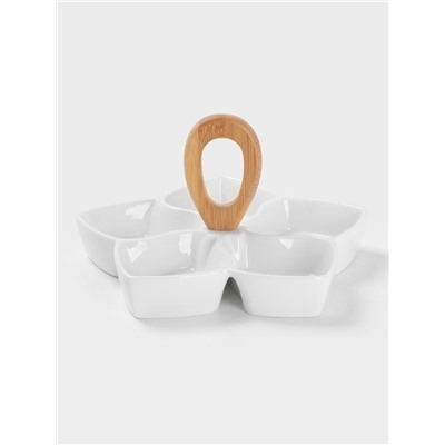 Менажница 5 ячеек BellaTenero, 25×25 см, фарфор, белая