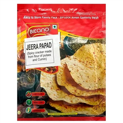 Bikano Jeera Papad / Папад Джира Лепешка Острая с Зирой 200 г