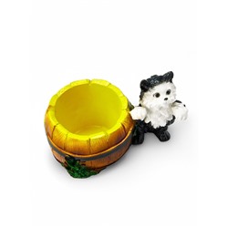 Декоративное кашпо для цветов «Котёнок с бочкой», 500 мл, 23×14×15 см, гипс