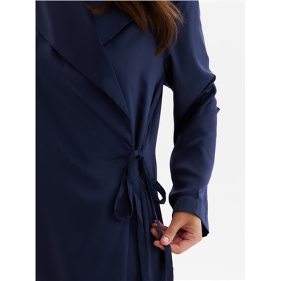 Халат домашний женский с запахом MINAKU: Home collection, тёмно-синий, размер 46