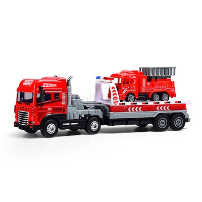 Машина "Перевозчик пожарной техники" (свет,звук) в коробке