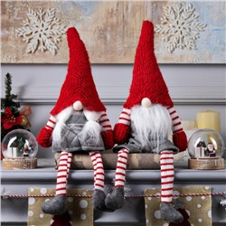 Светодиодная фигура «Гном с бородой» 14×47×9 см, текстиль, батарейки AG10×3 (в комплекте), свечение тёплое белое