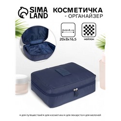 Косметичка - органайзер дорожная на молнии, с карманами, синяя
