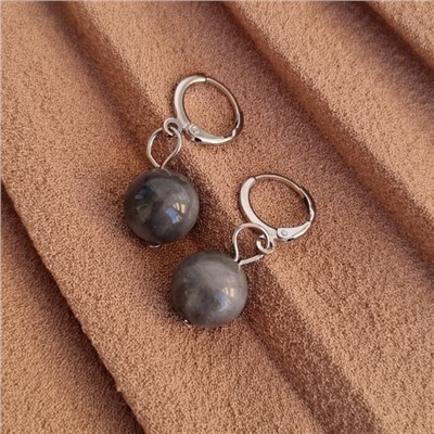Серьги бижутерия висячие серый Агат, 1028, арт.218.078