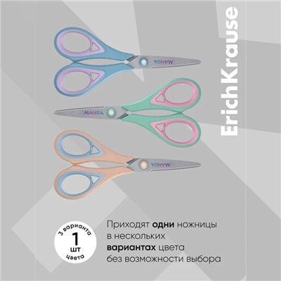 Ножницы ErichKrause Endeavor Manga, 16 см, двойная заточка, антискользящие резиновые вставки, европодвес, МИКС