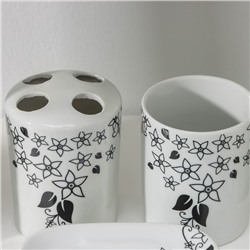 Аксессуары для ванной, 4 предмета, мыльница, дозатор для мыла, 2 стакана, белые