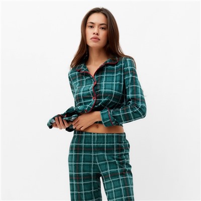 Пижама новогодняя женская (рубашка, брюки) KAFTAN Green mood, размер52-54