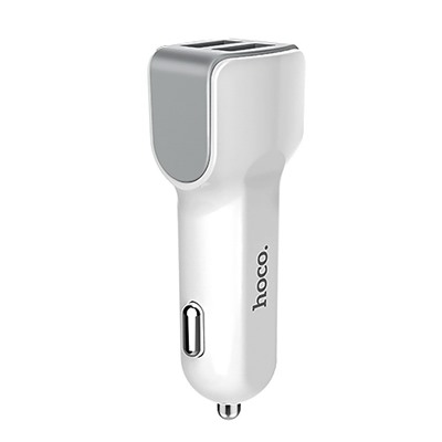 Адаптер Автомобильный с кабелем Hoco Z23 2USB/5V/2.4A +lightning (white)
