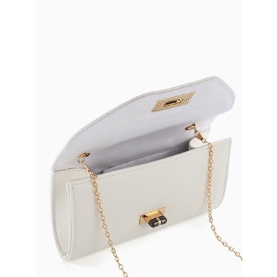 УЦЕНКА Сумка жен 24×4.5×11 см, отд на клапане, дл ремень цепь, белый