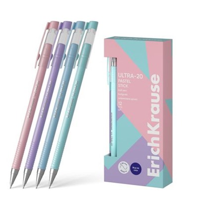 Ручка шариковая ULTRA-20 Stick Pastel, Super Glide Technology синяя 0.7мм 61030 ErichKrause