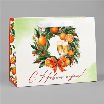 Пакет подарочный новогодний ламинированный «С Новым годом», MS 18×23×10 см