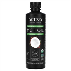 Nutiva, 100% органическое кокосовое масло MCT, неароматизированное, 473 мл (16 жидк. унций)