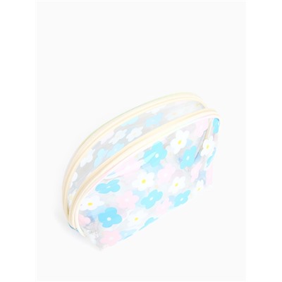 Набор простых косметичек на молниях 2 в 1, с принтами, бежевый