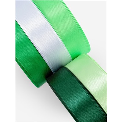 Атласная лента, набор 5 шт., 20 мм, 23±1 м, белая, зелёная