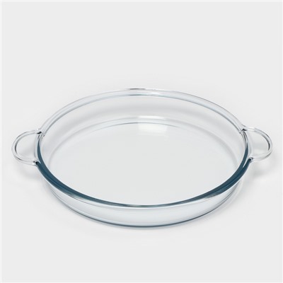Блюдо для запекания Paşabahçe Borcam, 2.4 л, d=31.6 см, стекло, с ручками, прозрачное