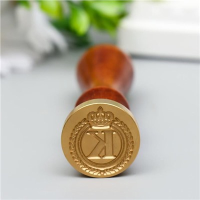 Печать для сургуча с деревянной ручкой «Корона с буквой K», 9×2.5×2.5 см