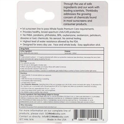 Think, Thinkbaby, солнцезащитное средство в виде стика, SPF 30, 18,4 г (0,64 унции)