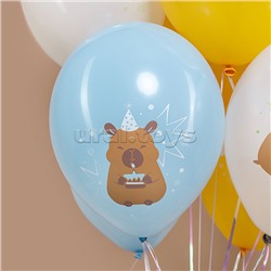 Шар (12''/30 см) Капибары, С Днем Рождения!, Ассорти, пастель, 2 ст, 25 шт.