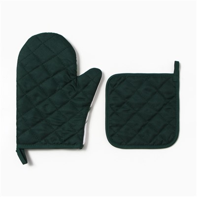 Набор кухонный «Пионы» варежка-прихватка 20×27 см, прихватка 17×17 см 100% п/э